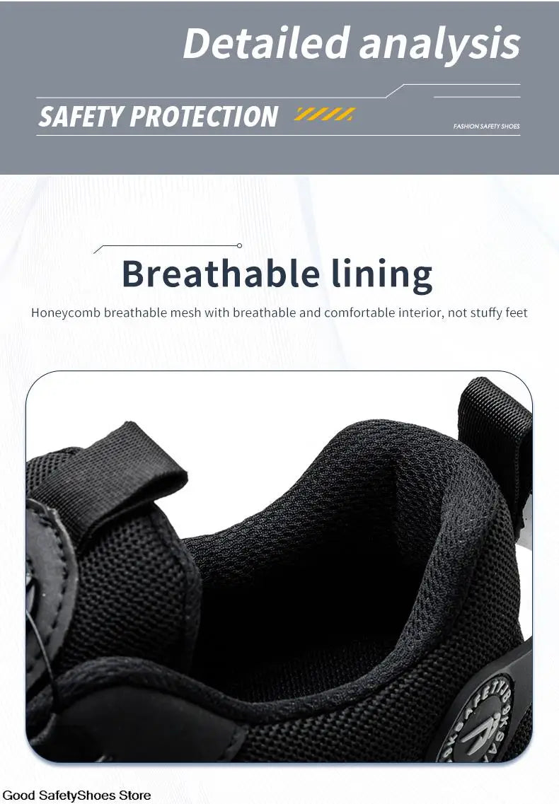 Chaussures de sécurité de travail à bouton rotatif pour hommes, bottes de sécurité anti-crevaison, Parker en acier, coussin d'air, 203.tective