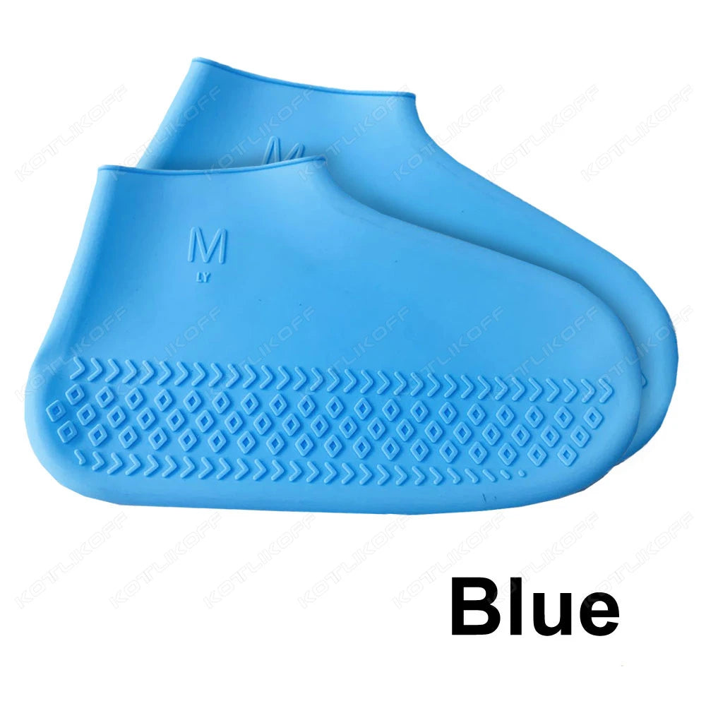Couvre-chaussures imperméables en Silicone, 2 pièces, pour journée de pluie, antidérapants, réutilisables, en caoutchouc, pour bottes de pluie, pour usage extérieur